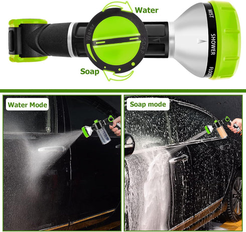 Upgrade Pup Jet Dog Wash, Outdoor Shampoo Hose Attachment with Soap Dispenser and Bath Brush for Pets.