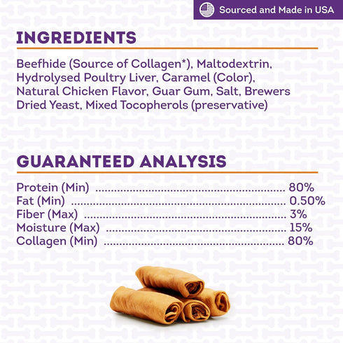 USA Collagen Rolls 6-7" Dog Chew Treats - 4 Count/1 Pack, Chicken Marinade Flavor
