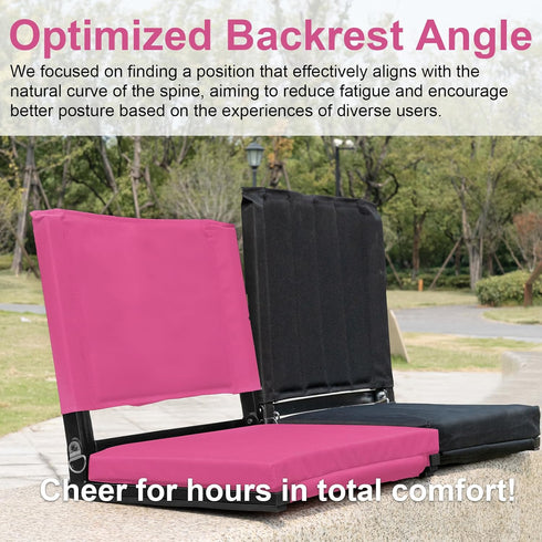 FZGhome 3 Stadium Seats with Back Support for Bleachers, Folding Bleacher Seat Bleacher Chairs with Back and Cushion
