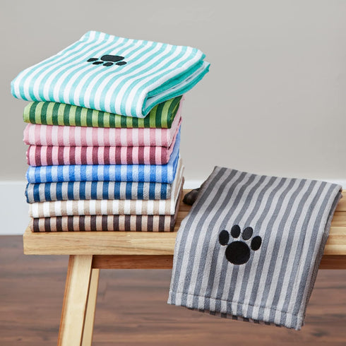 Bone Dry X-Large Pet Grooming Microfiber Towel, Striped Collection, 41x23.5", Rose