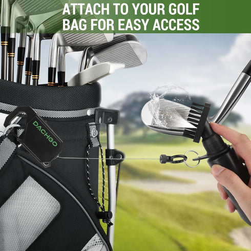 Pro Golf Club Cleaner Brush with Groove Sharpener Tool, Lockable Retractor Clip & 4 oz Water Squeeze Bottle