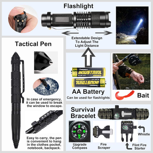 Gifts for Men Dad Husband - 21 in 1 Survival Gear and Equipment Kit, Tactical Tool