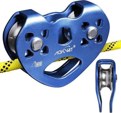 Zipline Pulley 25kn - Aluminum Stainless Steel Roller Double Tandem Trolley for 8-13mm Climbing Cable Rope