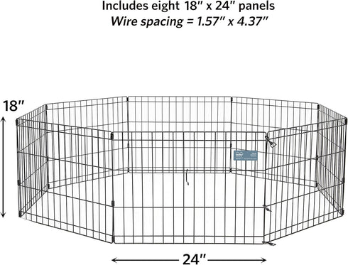 MidWest Homes for Pets Dog Exercise Pen & Playpen, 18-Inch, No Door, Black Color