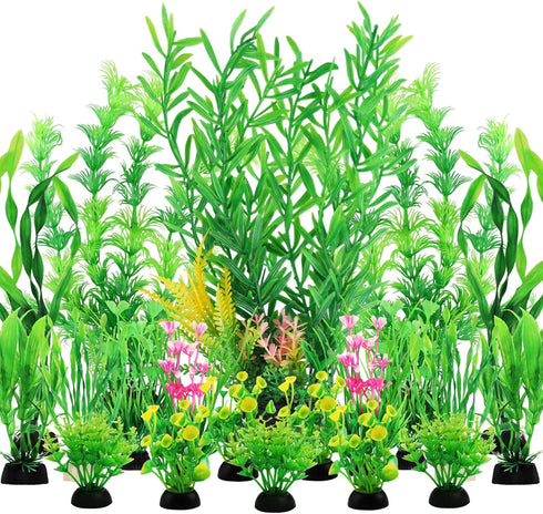 Fish Tank Plants, 20pcs Artificial Green Plants Aquarium Decorations, Fish Tank Accessories for Household and Office