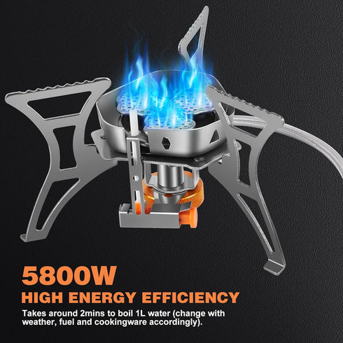WADEO 5800W Windproof Camping Stove, Portable Gas Stove with Piezo Ignition for Outdoor Backpacking and Hiking