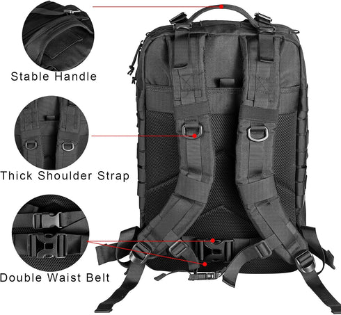 Himal Military Tactical Backpack - Large Army 3 Day Assault Pack Molle Rucksack, 40L