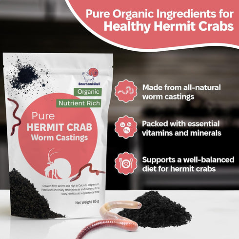 Pack Snout and Shell Hermit Crab Food Variety Fruity Breakfast, Bugs & Blooms, and Organic Worm Castings High-Protein