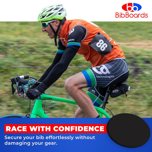 (4pcs) bibSNAPS Race Bib Clips - Safety Lock Fasteners - Secures Running, Marathon, Cycling and Event Number, Non