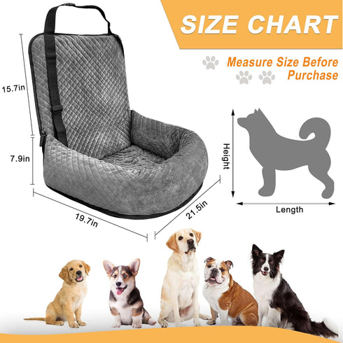 Sephyroth Dog Car Seat for Small/Medium Dogs - Washable Pet Travel Safety Car Seat, Soft Removable Puppy Car Seat (Gray)