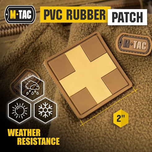 2" 2" M-Tac Tactical Medical Cross Patch - Coyote x PVC Badge for Military Gear