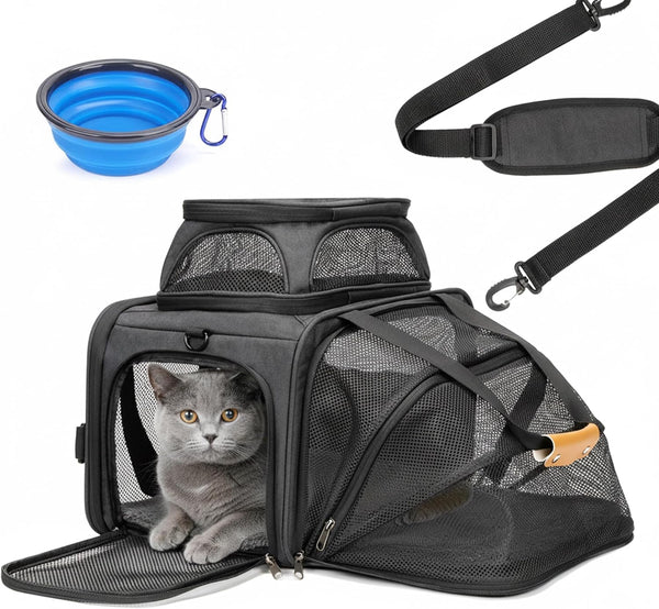 JUNGYOON Cat Carrier, Expandable Airline-Approved Soft-Sided Pet Travel Bag for Cats, Small