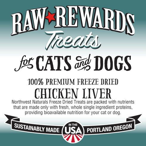 Northwest Naturals Raw Rewards Freeze-Dried Chicken Liver Treats for Dogs and Cats, 3 Oz (Pack of 3)