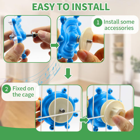 Bird Toys for Parakeets, Interactive Spinner Rattle Budgie Toys, Rotating Wheel Chew Parrot Toys for Medium Birds Small