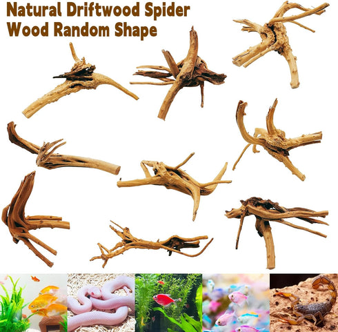 Hamiledyi 4 Pcs Driftwood for Aquarium, Natural Spider Wood Fish Tank Log Ornament
