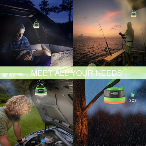 LIT-PaTH LED Camping Lantern - Rechargeable Light with Magnet Base, 2200 mAh, Medium Green, 1 Pack for Emergencies
