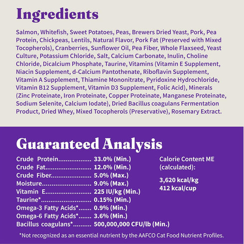 Halo Holistic Indoor Cat Food Dry, Grain Free Wild-Caught Salmon & Whitefish Recipe for Healthy Weight Support, 6-lb Bag