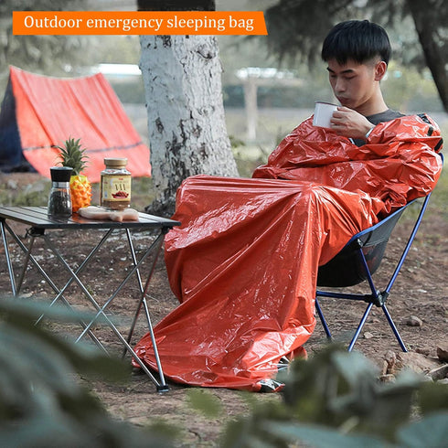 Orange Multi-Purpose Insulated Sleeping Bag, Waterproof for Camping and Hiking