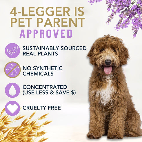 4Legger 16 oz All Natural Organic Oatmeal Dog Shampoo for Itchy Skin with Aloe, Coconut & Lavender Essential Oil