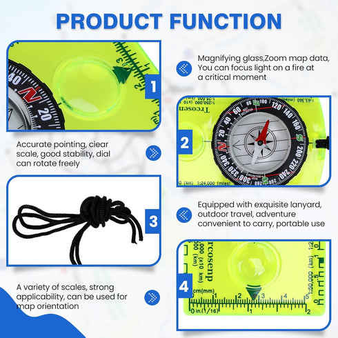 Trcosenp Backpacking, Orienteering Compass, Hiking Survival Compas, Compasses Kids for Magnetic Camping Compas Small