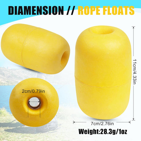 SILANON Marine Rope Floats, 4/6pcs Crab Trap Buoy Fishing Marker Buoys, Yellow Oval Water Floats