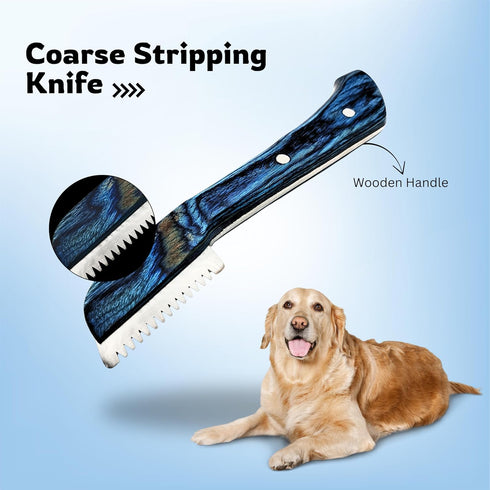 6-Piece Set Professional Dog Grooming Stripping Knife Kit Pet Grooming Tool with Stainless Steel Blades & Wooden