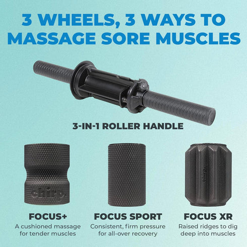 3-in-1 500 lbs, 4 4 24 inches Chirp Muscle Roller - Customizable Recovery Massager for Targeted Deep Tissue Massage