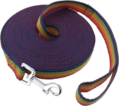 15ft 20ft 30ft 40ft 50ft Long Dog Lead, Obedience Recall Training Leashes for Small Medium Dogs, Rainbow, 1" x 20FT