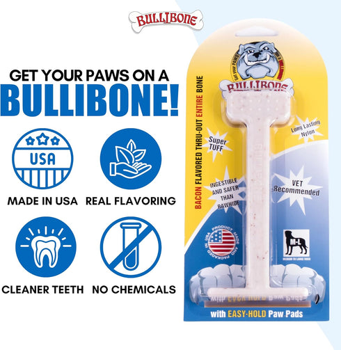 Bullibone Nylon Dog Chew Toy - Small Nylon Bone Improves Dental Hygiene, Easy Grip Bottom, Permeated with Flavor