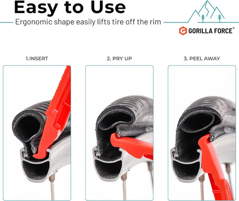 Gorilla Force Ultra Strong Bike Tire Levers, 2 Pack, Lava Red
