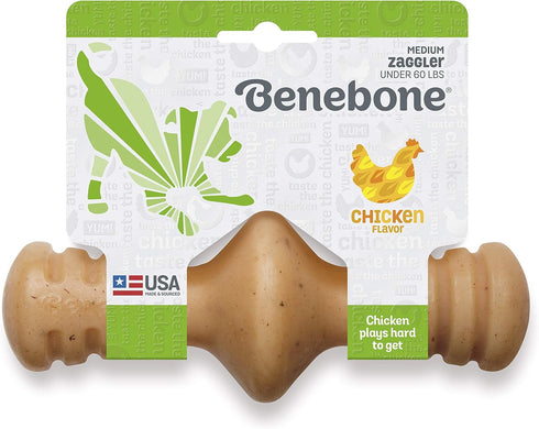 Benebone Zaggler Rolling Dog Chew Toy, Real Chicken, Made in USA, Medium Size