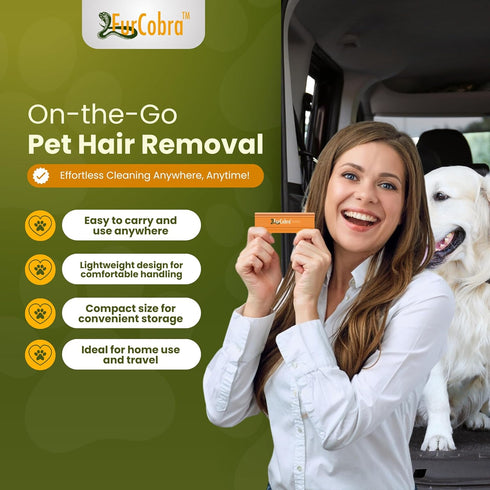 Pro Pet Hair Remover 4.33", Easy Grip Tool for Car and Carpet Fur Removal, Light and Compact