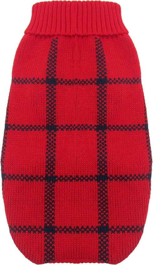 Turtleneck Dog Argyle Sweater for Small Dogs and Cats