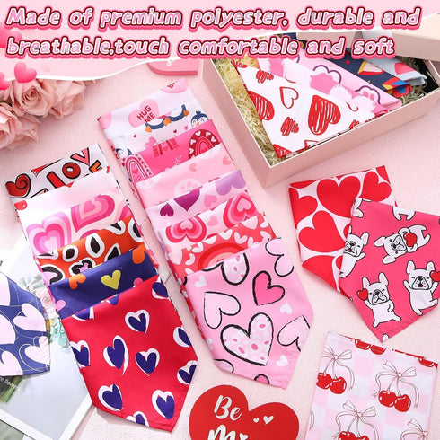 72 Packs Reginary Valentines Day Dog Bandanas Heart Adjustable Pet Bandanas Triangle Scarf Dog Bibs for Pet Costume