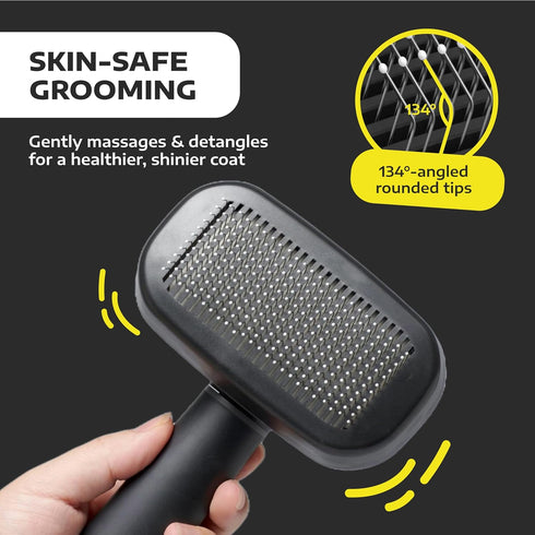 Hertzko Grooming Tool for Cats & Dogs – Self Cleaning Slicker Brush, Retractable Bristles, Easy-Clean Deshedding Brush