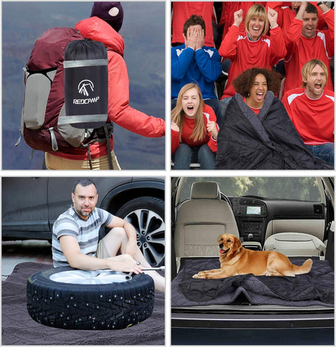 REDCAMP Large Warm Blanket with Sherpa Lining, Windproof for Camping, Machine Washable 79"x79"