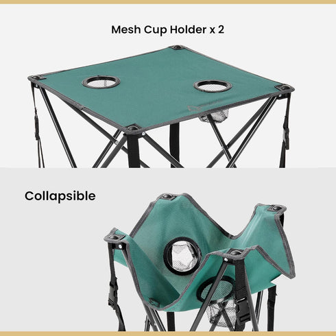 26 (66cm) 2 600D ARROWHEAD OUTDOOR Portable Camping Folding Table, Cup Holders, Square, Carrying Case, Steel Frame