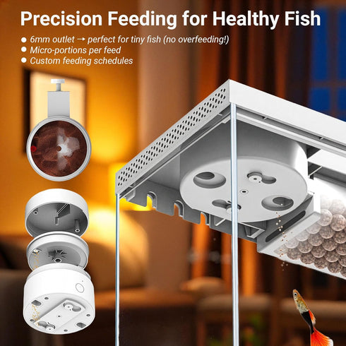 1.3 Gal Glass Desktop Fish Tank Kit with Bluetooth App Control - Automatic Feeder, RGB Lighting, Temperature Monitor