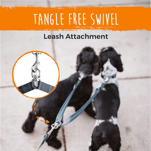 Mighty Paw Double Dog Leash, No Tangle Design, Adjustable Split Lead for 2 Pets, Reflective Dual Pet Lead