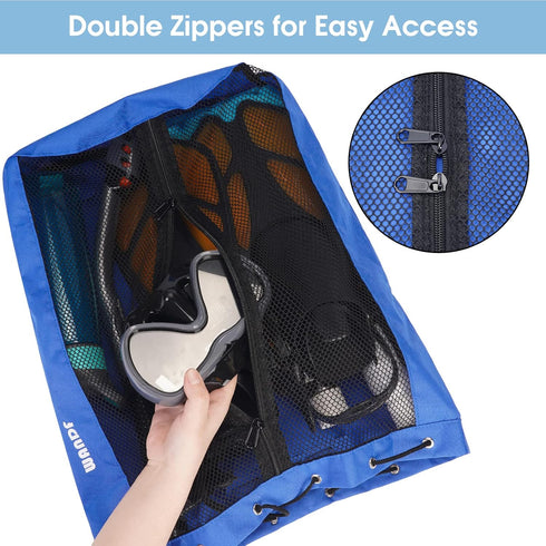 WANDF Mesh Drawstring Swim Bag, Backpack for Swimming, Gym, and Workout Gear