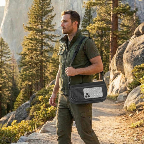 Folding Camping Stool - Portable Pocket Chair Converts to Satchel with External Grid Storage | Perfect for Camping