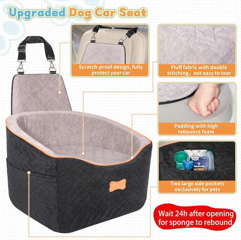 35lbs COCASES Dog Car Seats for Small Medium Dogs, Dog Booster Car Seat, Detachable and Washable Carseat Pet Bed