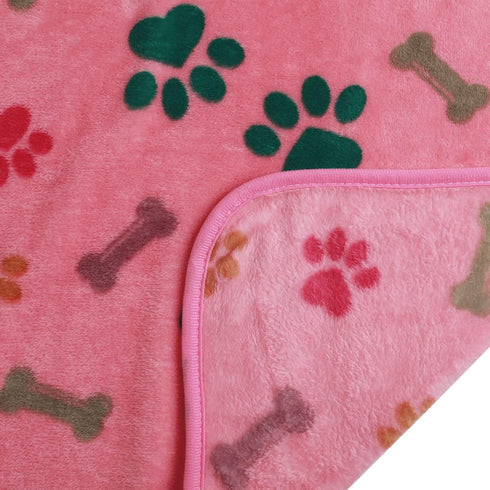 Luciphia 1 Pack Fluffy Premium Fleece Pet Blanket, Paw Bone Printed Throw for Dog Cat (Small 23x16'', Purple/Pink/White)