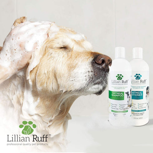 Lillian Ruff Calming Oatmeal Pet Shampoo & Conditioner for Dry Skin & Itch Relief with Aloe & Essential Oils