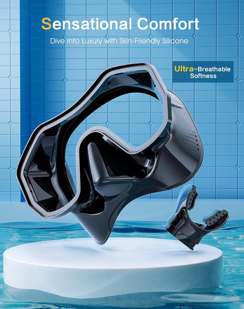 Kwambiri Set, 180Panoramic Swimming Snorkeling Gear for Adults Kids, Dry-Top Snorkel Wide View Diving Mask Breathing