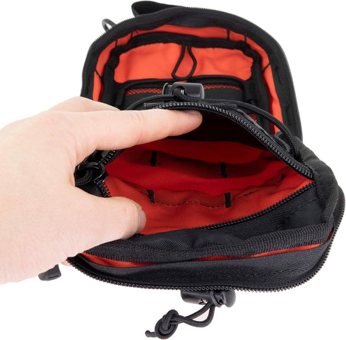 LINE2design First Aid (Ifak) Pouch, EMS Bag for Tactical EDC Rescue Utility Gear, Includes USA Patch - Orange