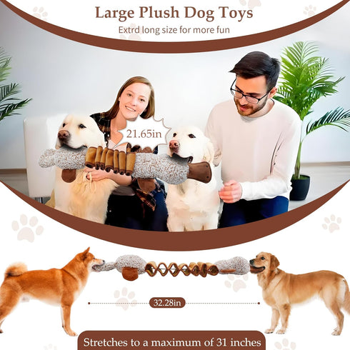 Squeaky Dog Toys, Interactive Tug of War Puppy Toys, Funny Plush Chew Toys for All Dog Sizes