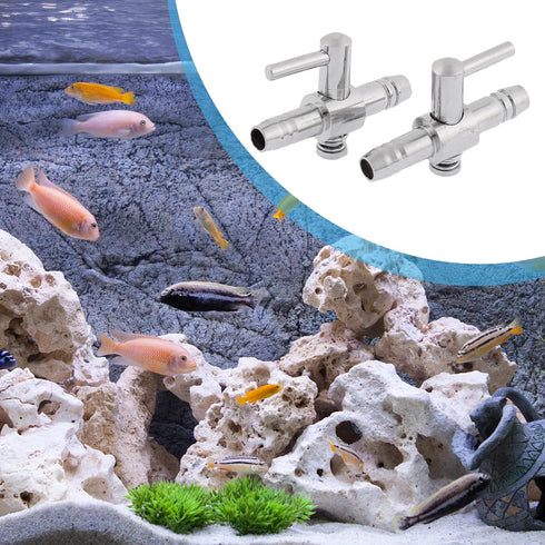 Single Way Air Valve Distributor for Aquarium Pump, Air Pump Control Valve (Silver Tone, 2pcs)