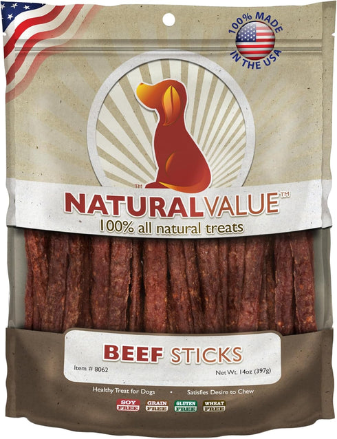 Loving Pets Natural Value Beef Sticks - Soft Jerky Dog Treats for