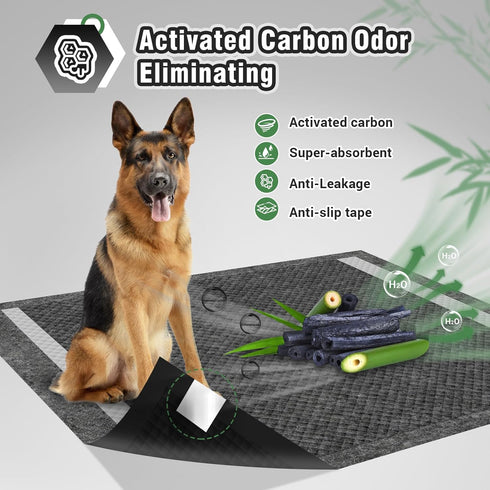 IMMCUTE Dog Pads Extra Large 36"X36", 30 Count, Charcoal Training Pads with Adhesive Strip